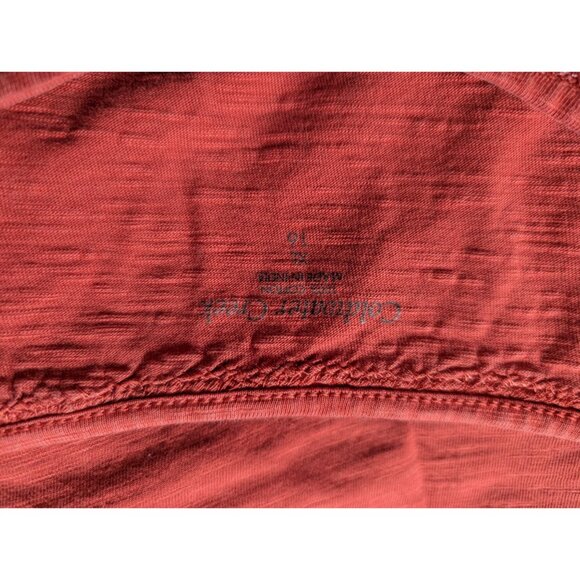 Womens Coral T-Shirt With Beaded Neckline By Coldwater Creek Size L 100% Cotton - Picture 4 of 7